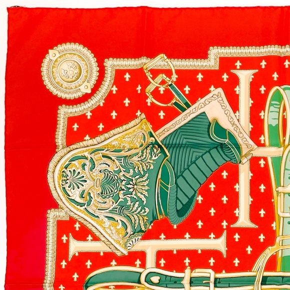 NWT Vintage Hermes Scarf “Selles à Housse” in Red - Picture 6 of 9